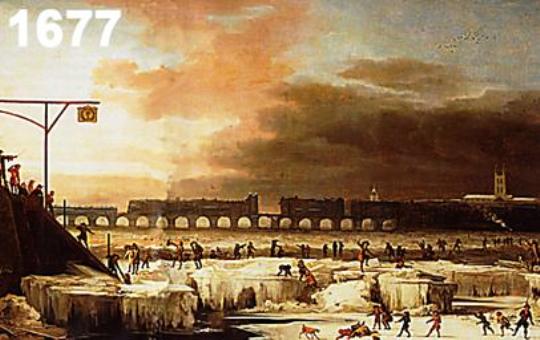 The frozen Thames, A. Hondius 1677 London Museum 
      540 x 340 Pixel